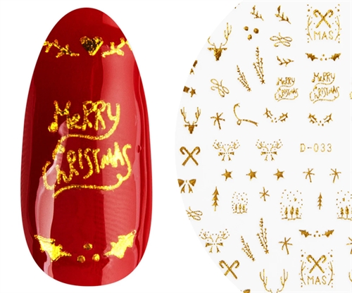 3D Art Nail Sticker Golden Christmas 