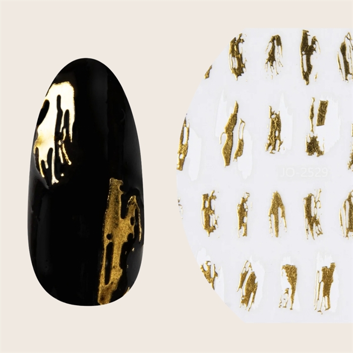 Brush 3D guld/hvide - Nail stickers
